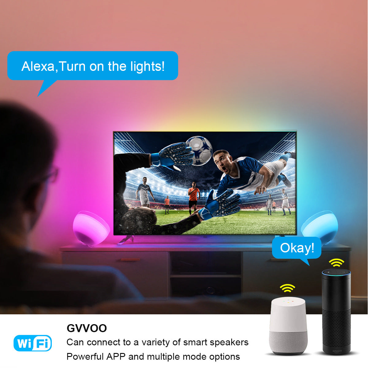 Portable Creative Wifi Desktop Atmosphere Sensing Bedside Lamp