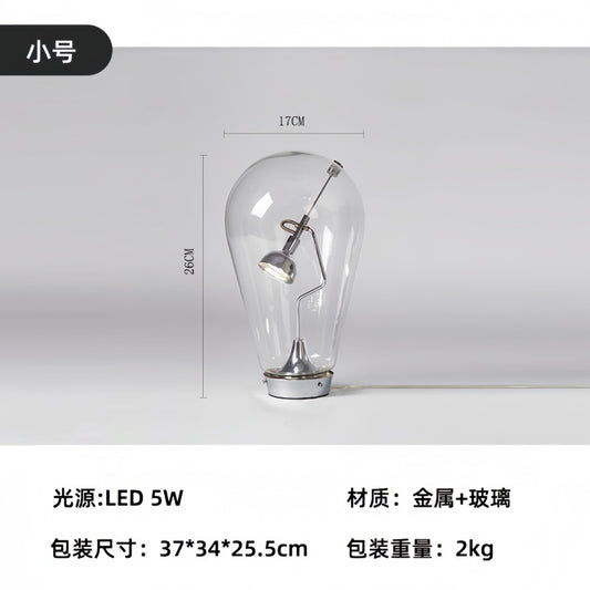 Glass table lamp Cafe restaurant Dormitory bedroom light luxury high sense bed led decorative table lamp