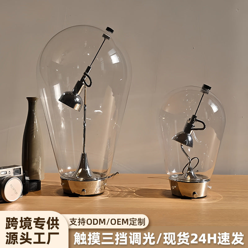 Glass table lamp Cafe restaurant Dormitory bedroom light luxury high sense bed led decorative table lamp