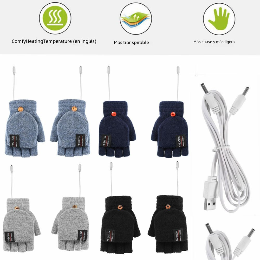 USB flip gloves USB double-sided electric heating gloves USB double-sided heating gloves warm gloves 5v gloves factory