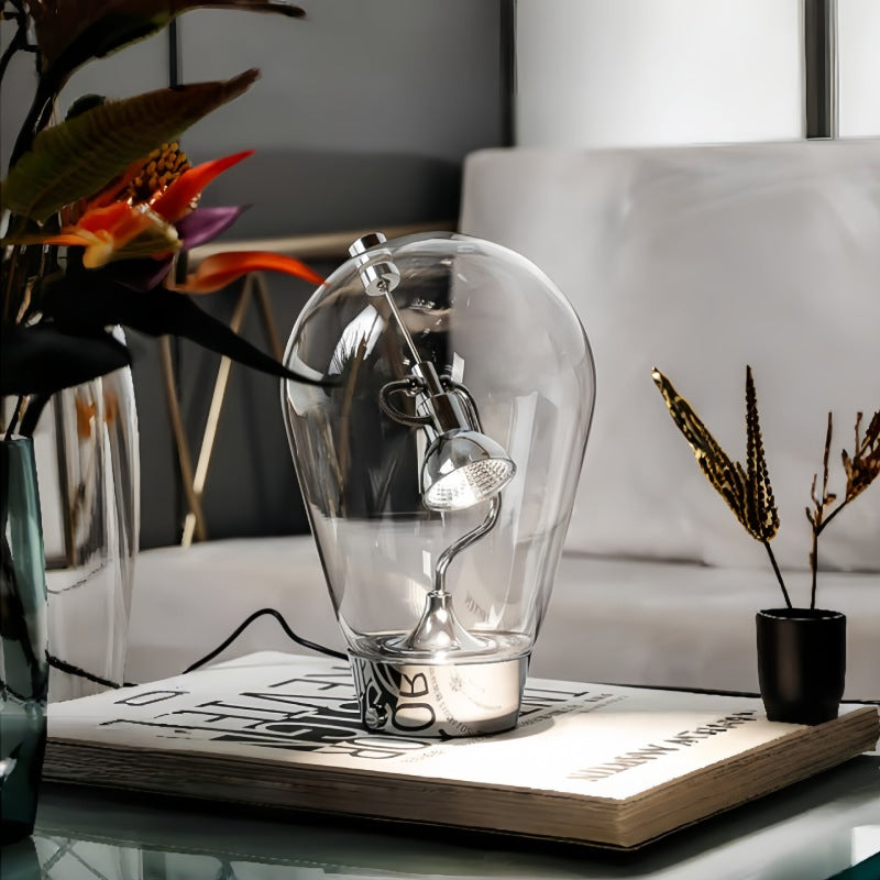 Glass table lamp Cafe restaurant Dormitory bedroom light luxury high sense bed led decorative table lamp